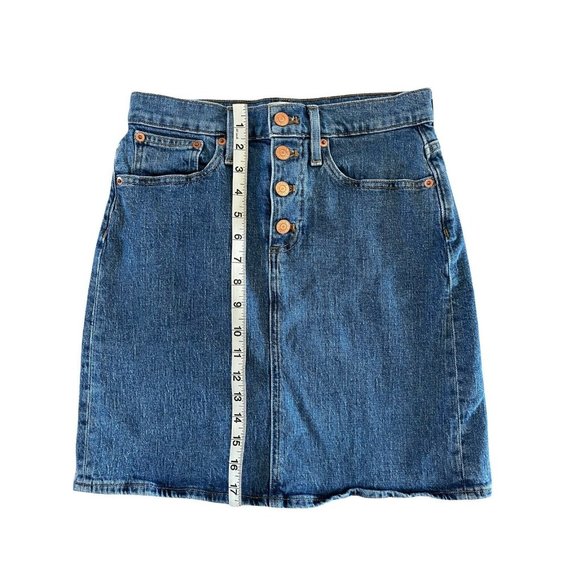 J Crew Button Front Denim Skirt Blue High Waist 25 AW324 Spring‎ 21 - Picture 10 of 11